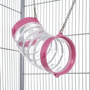 Pet Ferret Clear Curved Play Tube with Chains - Pink End | Little Friends