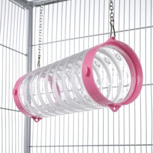 Pet Ferret Clear Straight Play Tube with Chains - Pink End | Little Friends