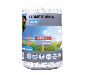 Horizont electric fence 9 strand polywire white
