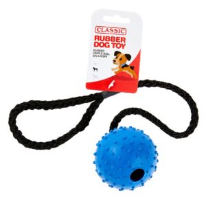 Dog Toy Rubber Rope Pimple Ball Large - Blue | Classic