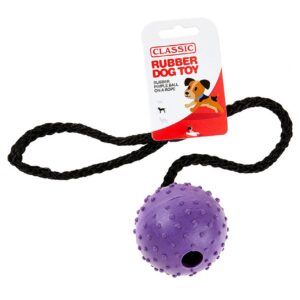 Dog Toy Rubber Rope Pimple Ball Large - Purple | Classic