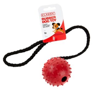 Dog Toy Rubber Rope Pimple Ball Large - Red | Classic