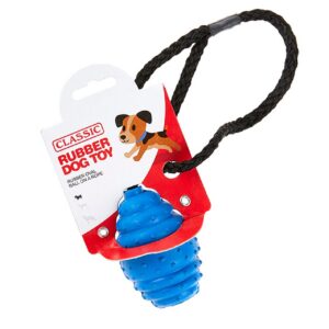 Dog Toy Rubber Rope Oval Ball Small - Blue | Classic
