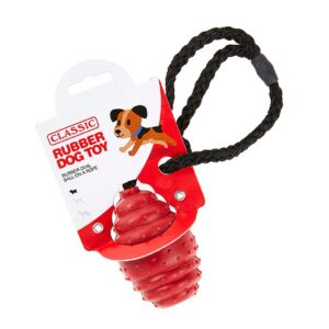 Dog Toy Rubber Rope Oval Ball Small - Red | Classic