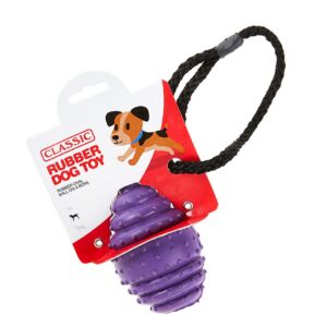 Dog Toy Rubber Rope Oval Ball Large - Purple | Classic