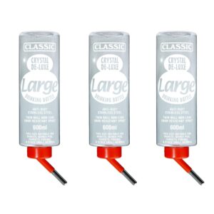 Pet Rabbit Guinea Pig Hamster Chinchilla Ferret Rat Water Bottle Crystal Deluxe - 600ml (3-Pack) | Classic