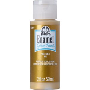 Metallic Pure Gold Folkart Enamels Paint Metallic/Glitter - 2 Oz