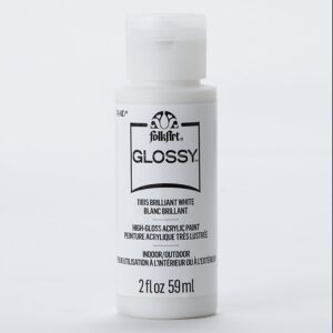Brilliant White Folkart Glossy Acrylic Paints - 2 Oz