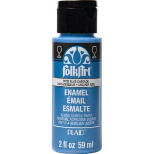Metallic Blue Cascade Folkart Enamels Paint Metallic/Glitter - 2 Oz