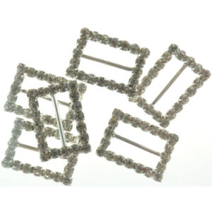 Diamante Effect Buckles Rectangle - 6 Pieces