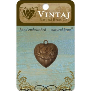 Vintaj Natural Brass Co. 23 X 27mm Love Bird Heart