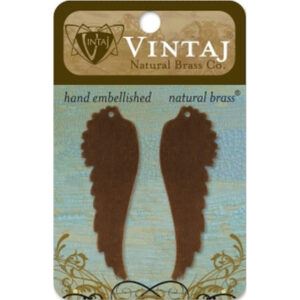 Vintaj Natural Brass Co. 52x17mm Feathered Left Wing