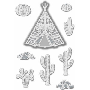 Sue Dix Tipi /tepee With Cacti And Rocks Sweet Dixie Cutting Die