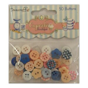 Trimcraft Dovecraft Plastic Buttons Cupcake Boutique X50