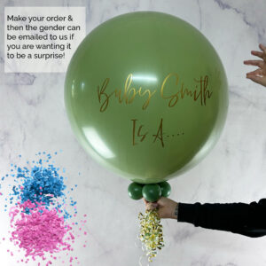 Giant Poppable Sage Green Surprise Gender Reveal Balloon