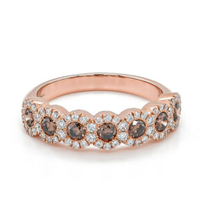 18ct Rose Gold Fancy Brown and White Diamond Cluster Band