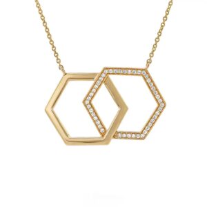 18ct Yellow Gold Diamond .30cts Honeycomb Pendant & Chain