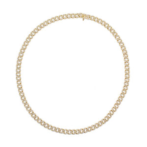 18ct Yellow Gold Brilliant Cut Diamond Open Link Necklace 16"