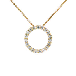 18ct Yellow Gold Open Circle Diamond Pendant with 18" chain