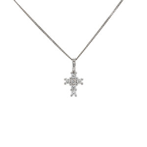 9ct White Gold Diamond Cross Pendant .10cts