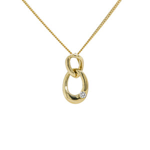 9ct Yellow Gold Open Oval Loop Diamond Pendant