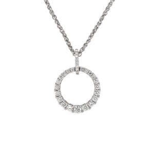 9ct White Gold Graduated Diamond Open Circle Pendant 1.00cts