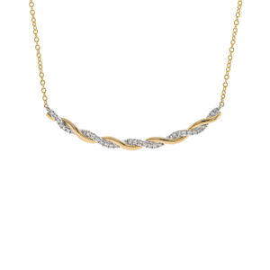18ct Yellow and White Twisted Diamond Necklace .25cts