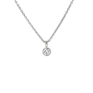 18ct White Gold Single Brilliant Cut .25cts Rub Over Diamond Pendant