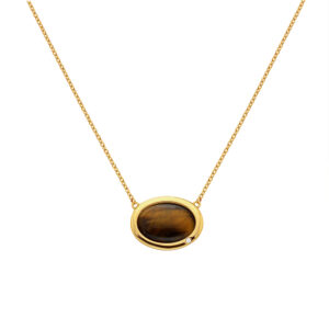 Hot Diamonds X Gemstones Oval Tigers Eye Necklace DN188