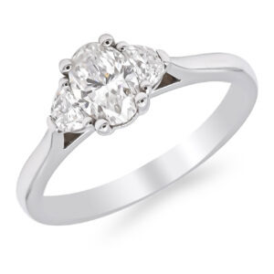 Platinum Oval and Half Moon Diamond Trilogy Ring .96ct