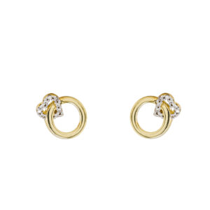 9ct Yellow Gold Circle with Diamond Heart Earrings