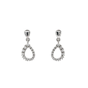 9ct White Gold Brilliant Cut Diamond Open Pear Shaped Drop Earring
