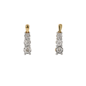 9ct Yellow Gold Brilliant Cut Diamond Illusion Set Drop Earrings .31cts