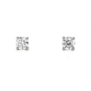 18ct White Gold Brilliant Cut Diamond Claw Set Stud Earrings  Total 0.70ct