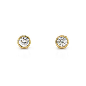 18ct Yellow Gold Brilliant Cut Diamond Rub Set Stud Earrings  0.51ct