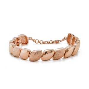 Silver & Rose Gold Plate Satin Lined & Polished Pebble Bracelet