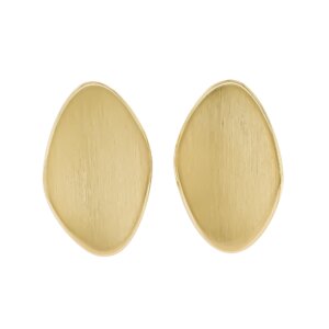 Silver & Yellow Gold Plate Satin & Polished Pebble Shaped Earrings