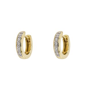 9ct Yellow Gold Diamond Set Small Hoop Earrings