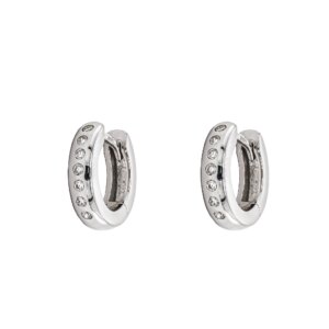 9ct White Gold Brilliant Cut Diamond Small Hoop Earrings
