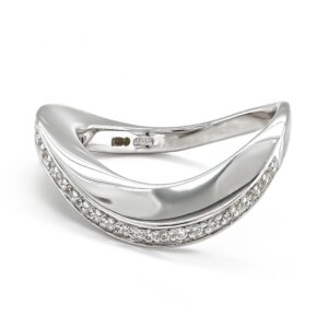 Silver Cubic Zirconia Twist Flat Edged Ring