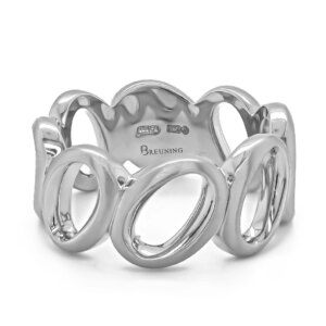 Silver Satin Finished Open Oval Loop Ring