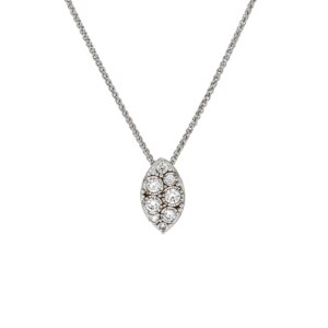 9ct White Gold Brilliant Cut Diamond Illusion Set Marquise Shaped Pendant