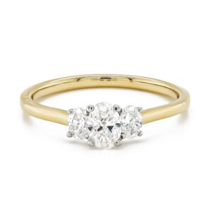 9ct Yellow Gold Oval Trilogy Ring Total .50cts