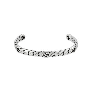 Gucci Silver Gourmette Interlocking G Torque Bangle YBA661526001