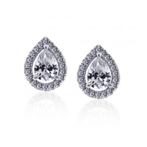 Carat Silver Emile Pear Borderset Stud Earrings CE925W-EMIL