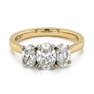 18ct Yellow Gold & Platinum Trilogy Oval Lab Grown Diamond Ring 1.63cts