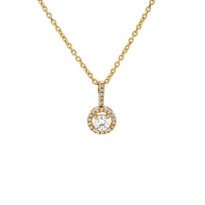 18ct Yellow Gold Round Diamond Cluster Drop Pendant .26cts