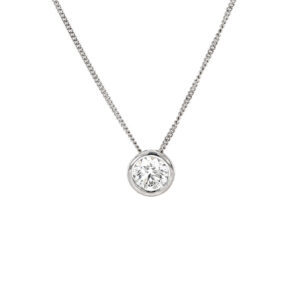 18ct White Gold .86cts Rub Over Diamond Slider Pendant