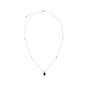 Carat* Emile Silver White Gold Plated  Sapphire CZ Necklace CN925W-EMIL-SA