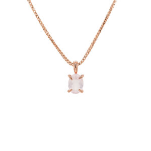 9ct Rose Gold Oval Rose Quartz Pendant